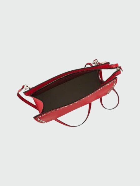 Cartera de cuero con tachas, ELLE WITH Rojo