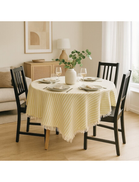 MANTEL REDONDO ALGODÓN D160CM RAYAS BEIGE MANTEL REDONDO ALGODÓN D160CM RAYAS BEIGE