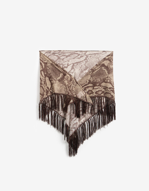 Pañuelos Raso Algodón Animal Print Pañuelo De Raso Snake Print Con Flecos - Estampado Animal Print