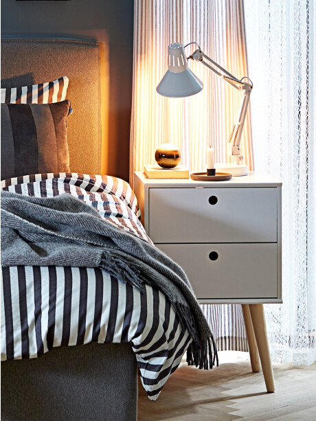 Mesa de luz OPLEV 2 cajones blanco/pino Mesa de luz OPLEV 2 cajones blanco/pino