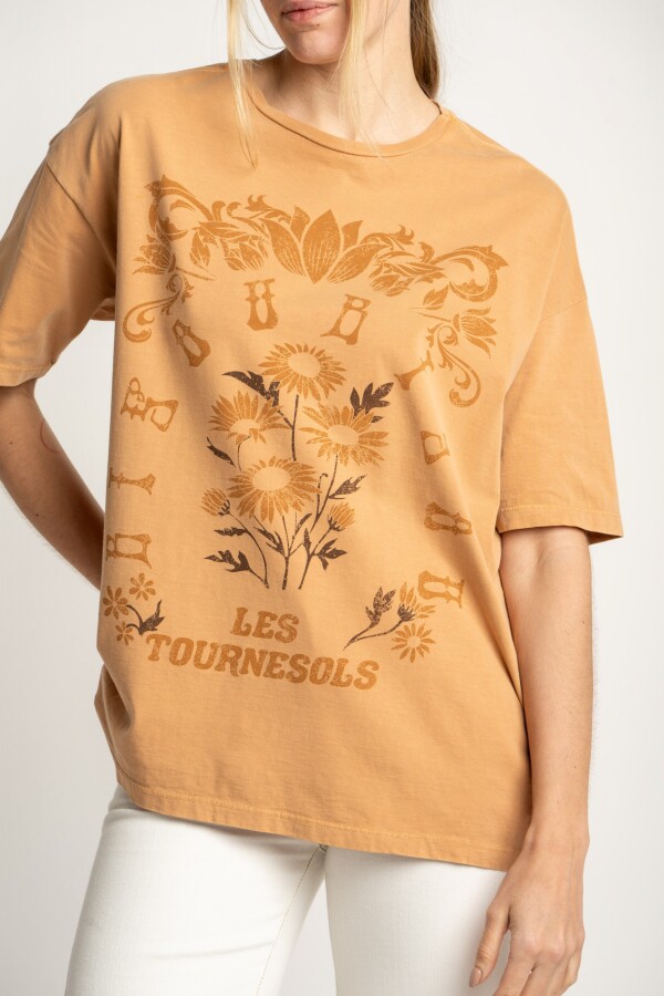 Remera Lavada Print Bisou Mocha