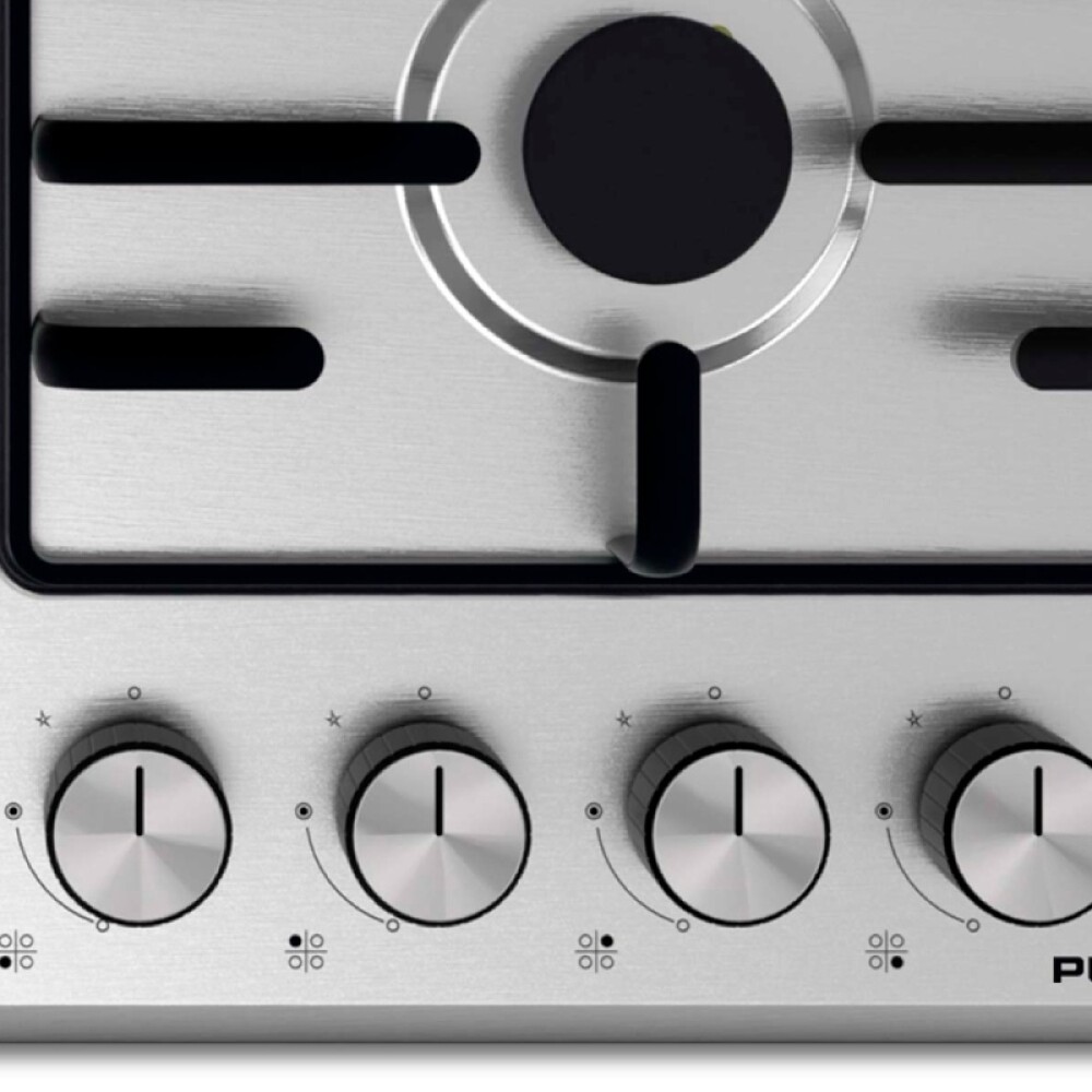 ANAFE GAS - 4 HORNALLAS - ENC. ELÉCTRICO – KIT GAS acero inoxidable