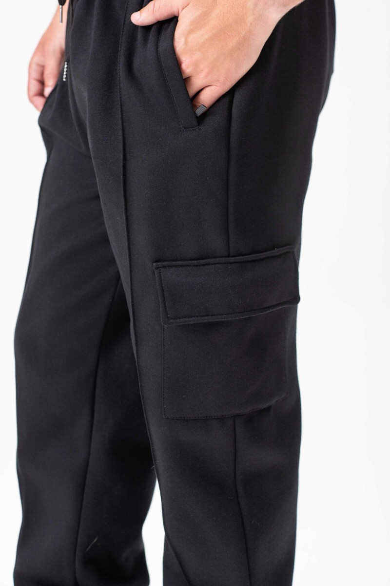 Pantalon Cargo Liso Negro
