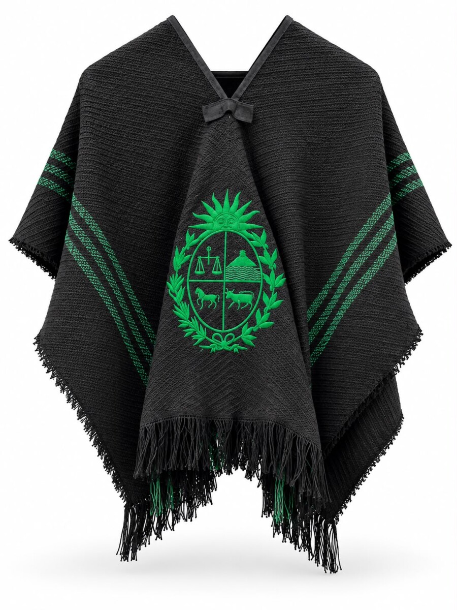 Poncho de niño bordado - Verde 