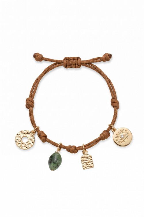 Pulsera cord dijes dorado