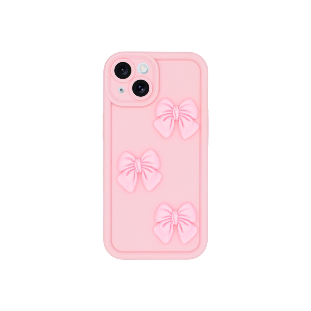 Protector para iPhone 13/14 color rosa diseño moñas 
