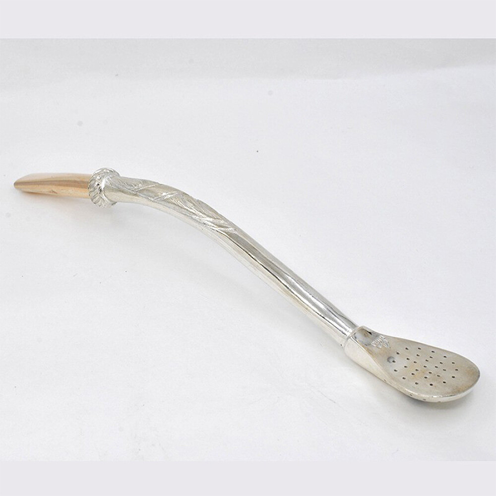 Bombilla de plata y oro gruesa cincelada Bombilla de plata y oro gruesa cincelada