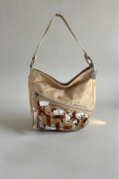 Cartera VALIA De Cuero Natural Con Arte Dorado Cartera VALIA De Cuero Natural Con Arte Dorado