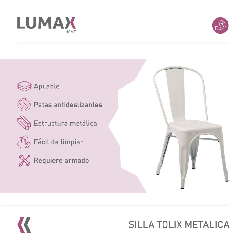 Pack 6 Sillas Tolix Lumax Varios Colores Living Comedor Blanco