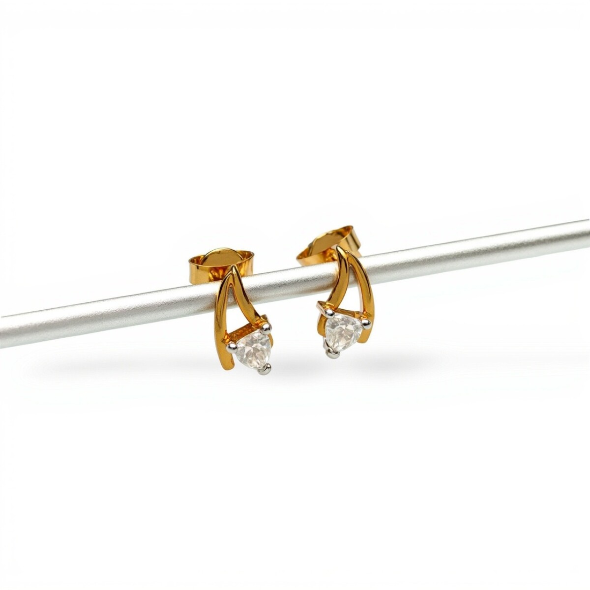 Caravanas colgantes corazón- Oro bajo - Zirconia - CA8065 - conpiedra 