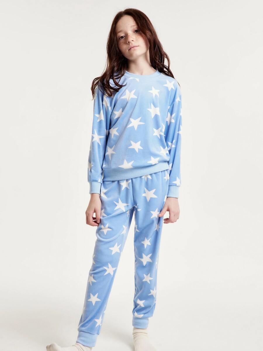 PIJAMA INFANTIL ESTAMPADO - CELESTE 