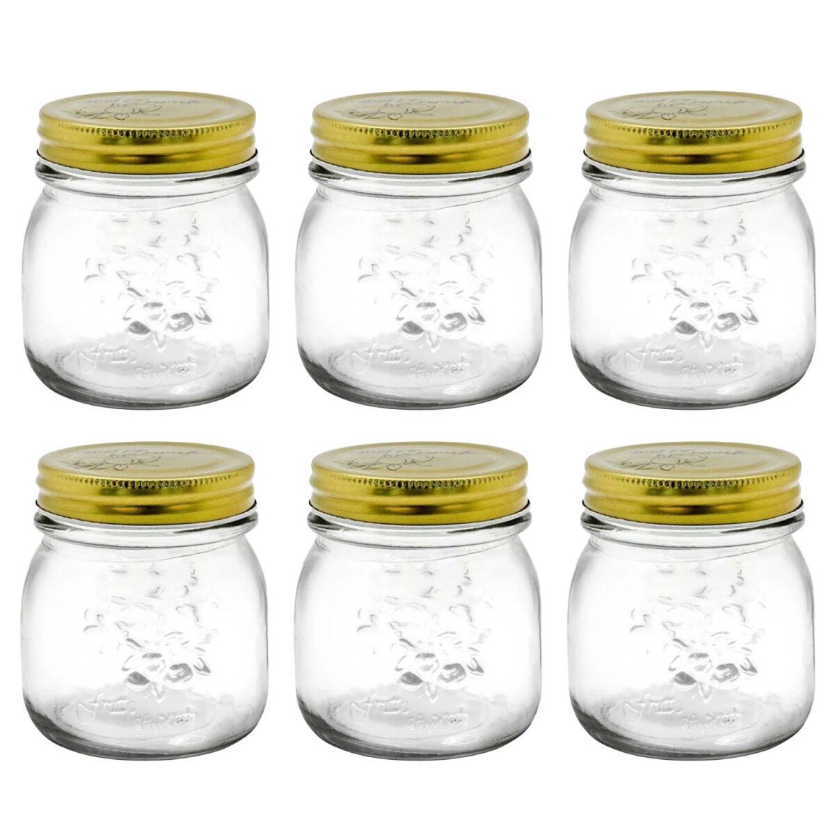 Set X6 Especieros Frascos en Vidrio Labrado 250Ml Tapa Rosca - Transparente 
