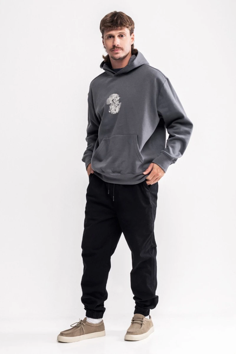 Canguro estampado oversize Malaga Gris oscuro