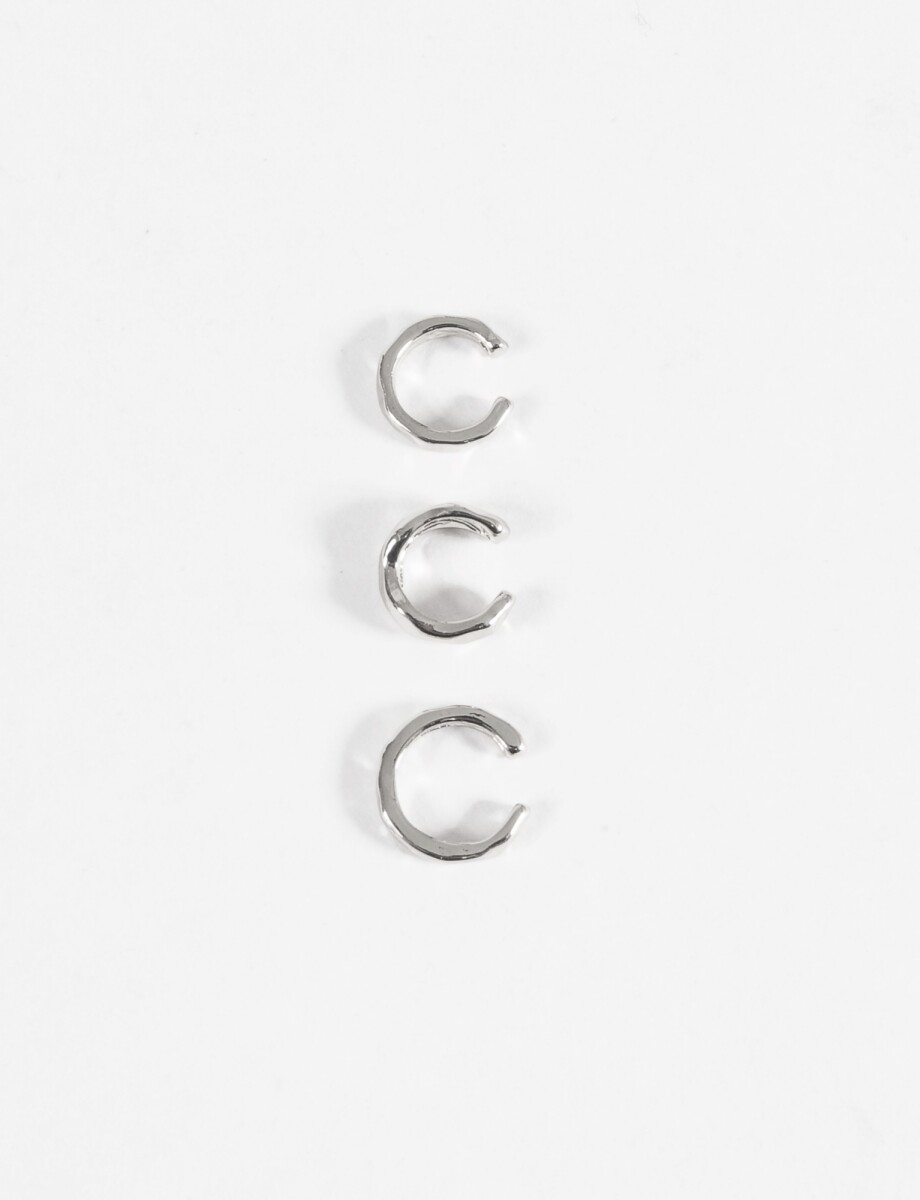 Set de tres earcuff texture - plateado 