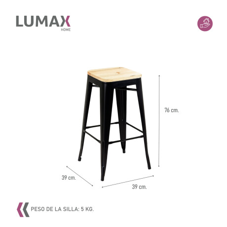Taburete Tolix en metal y asiento de madera Negro
