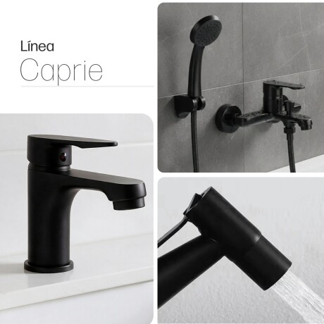 JUEGO DE GRIFERIA MONOCOMANDO NEGRO MATE CAPRIE BAÑO NEGRO