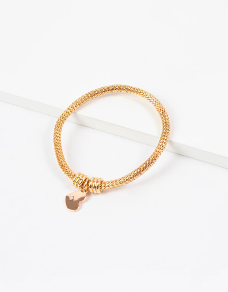 Pulseras Elásticas Piedra Pulsera Elástica Mini Corazón - Dorado