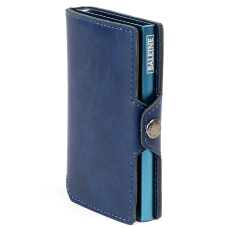 Billetera Baleine Kansas en Aluminio y Cuero con Protección RFID Original Navy