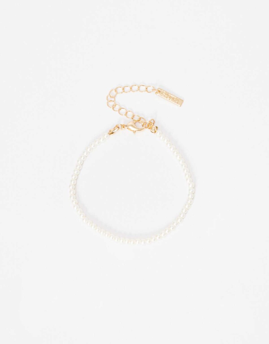 Pulsera De Perlas Sintéticas - Dorado 