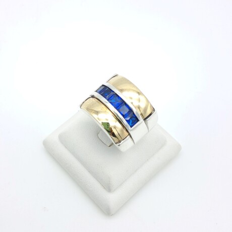 Anillo de plata 925, double en oro 18 ktes con circonias. Anillo de plata 925, double en oro 18 ktes con circonias.