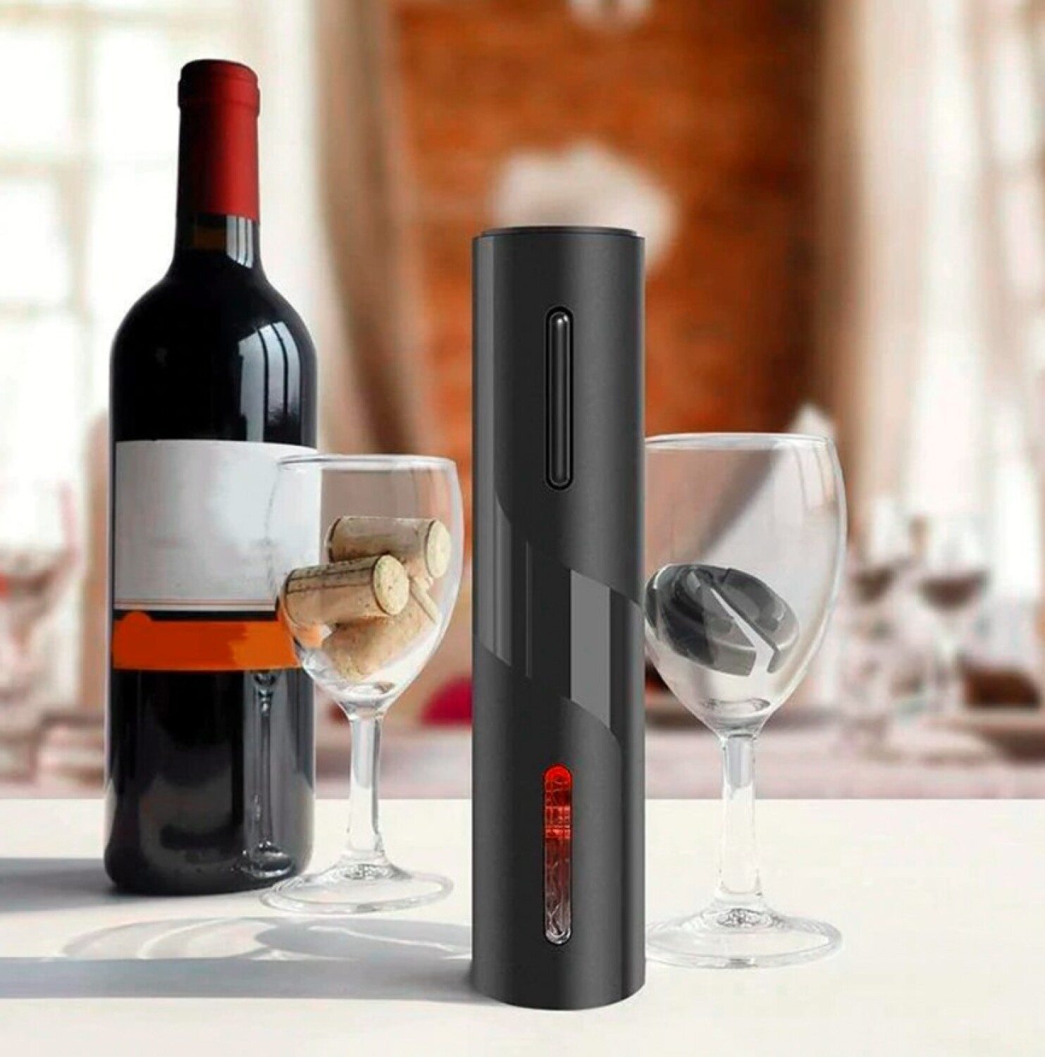 COKUNST - Sacacorchos eléctrico para vino, a baterías, con cortador papel  de papel aluminio, botón de un solo clic, automático, reutilizable, para