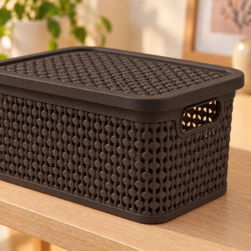 Set x3 Caja simil ratán 2,5 Lts CHOCOLATE