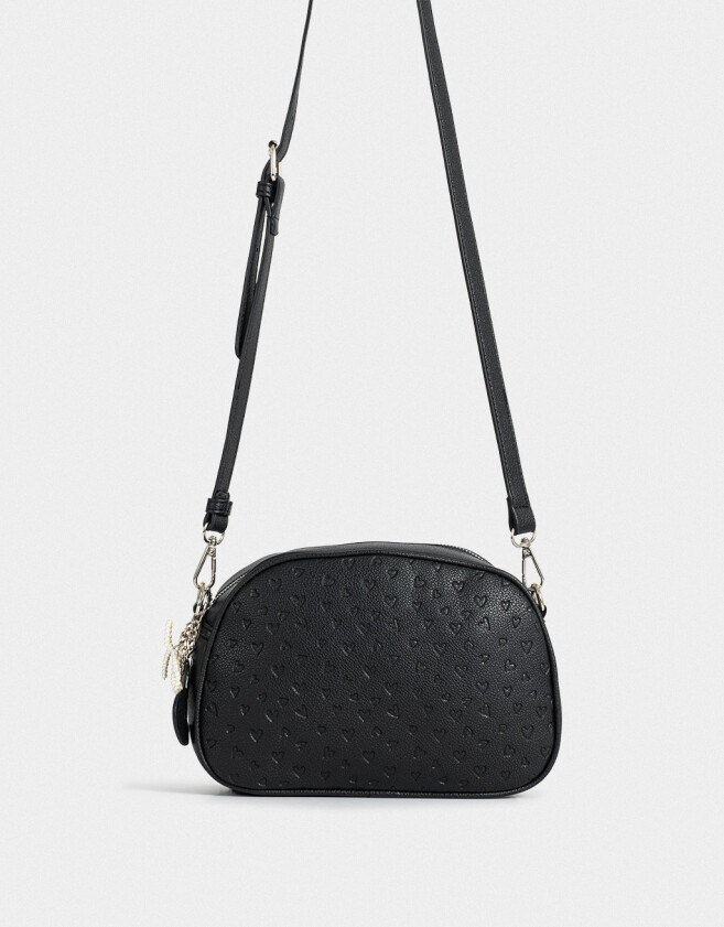 Bandoleras Tendencia Bandolera De Cuerina Con Corazones Y Charms - Negro