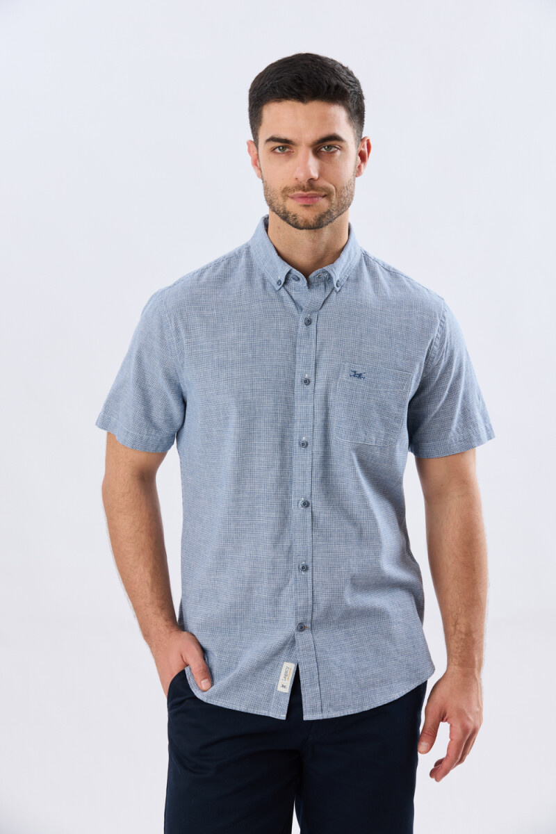 CAMISA CUADROS DE LINO - Denim 