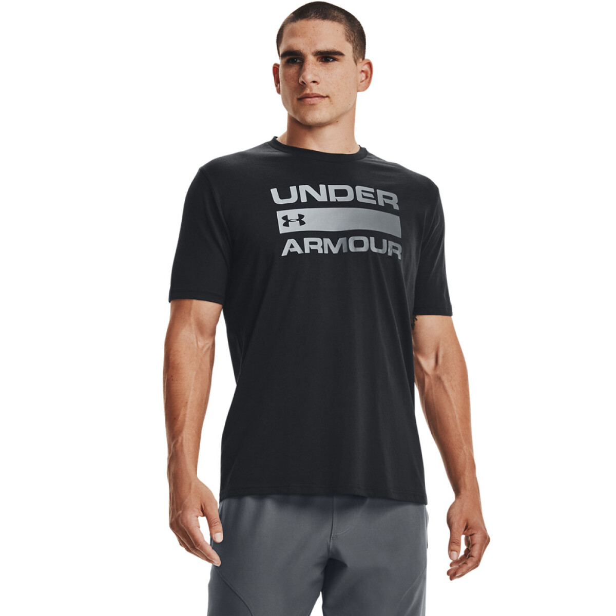 UA TEAM ISSUE WORDMARK SS-RED - BLK-001 