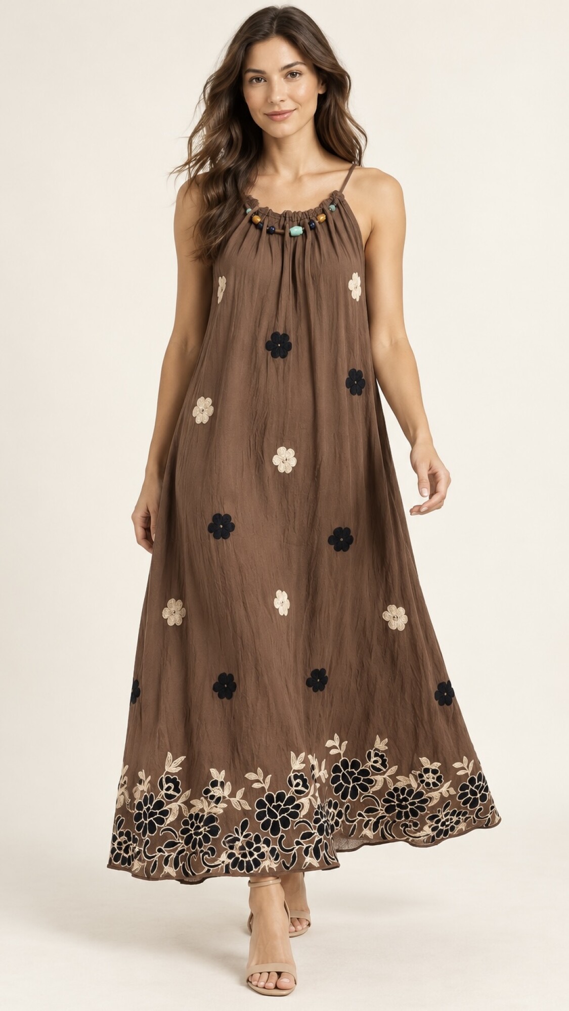 VESTIDO PERLA Marrón