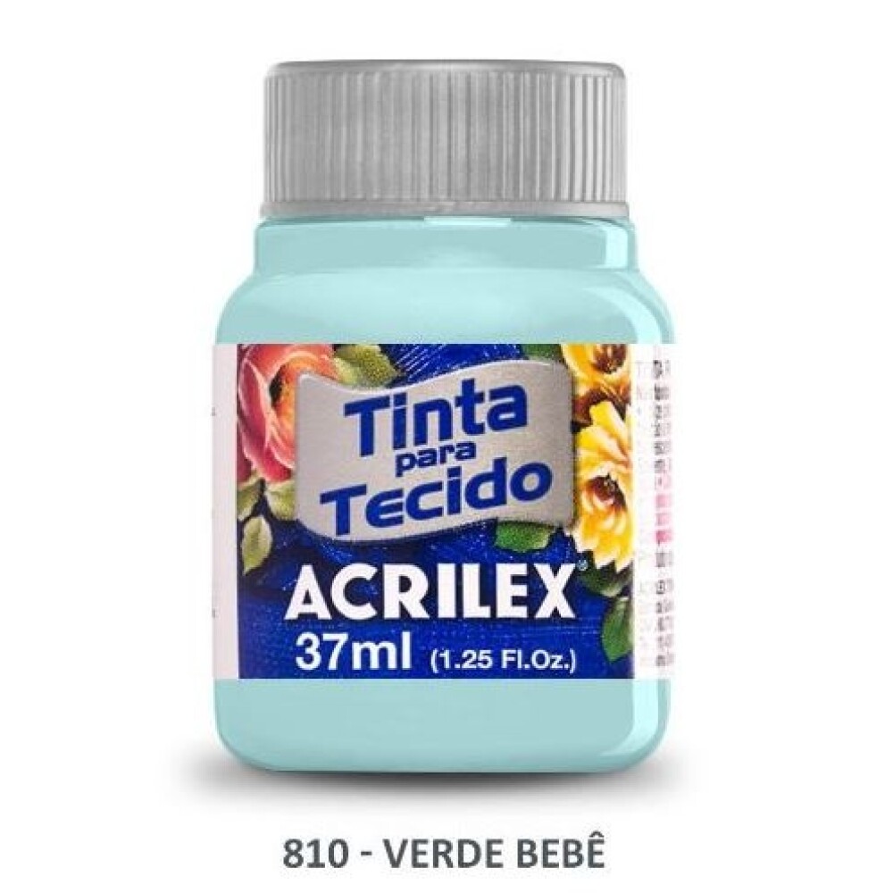 Pintura Para Tela 37 Ml. 810 Verde Bebé Acrilex #Pintura Para Tela Acrilex 37 Ml. 810 Verde Bebé