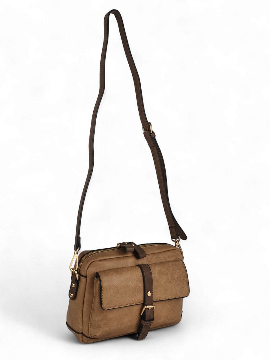 Cartera bandolera - Marrón con beige 