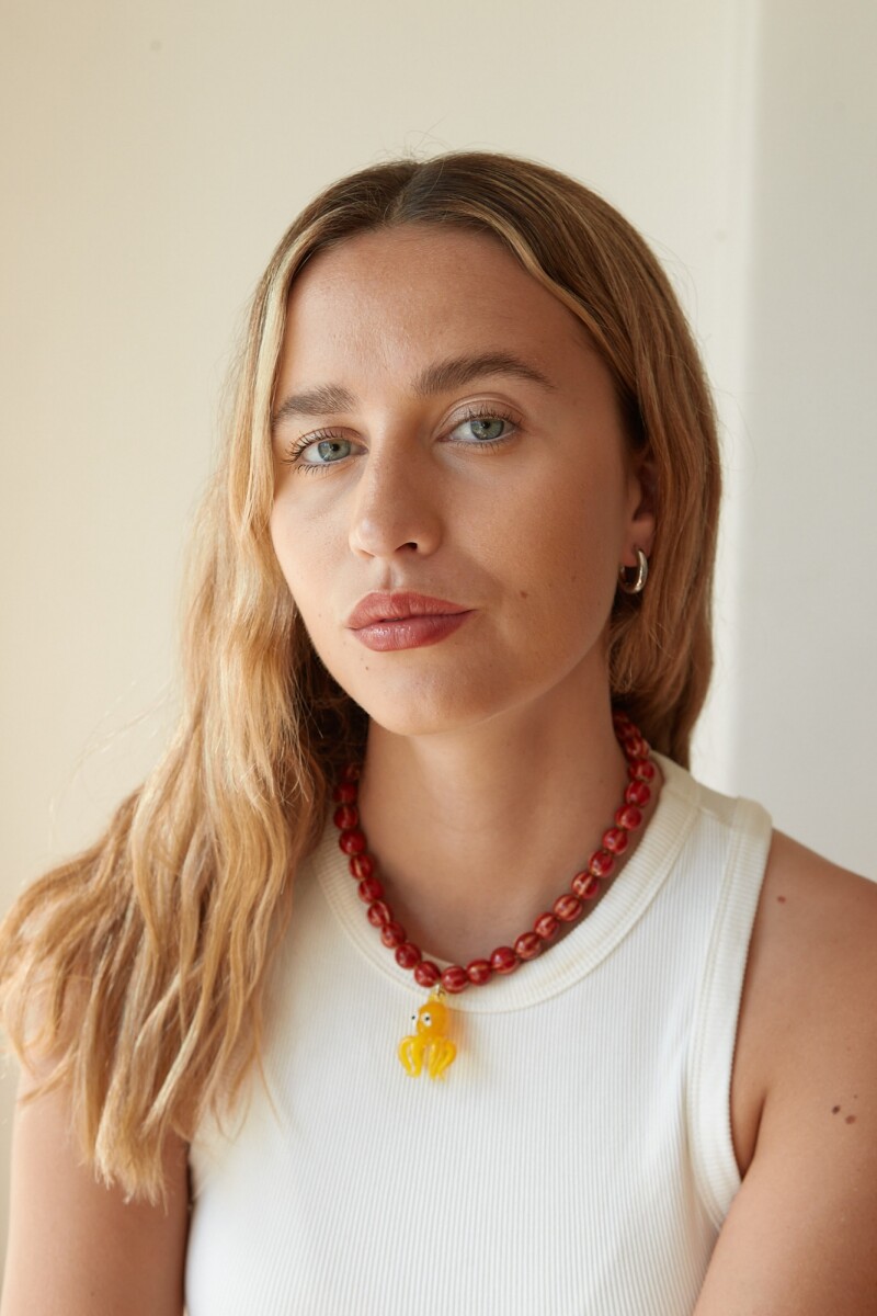 COLLAR PULPO (CERÁMICA Y VIDRIO) - AMARILLO/ROJO 