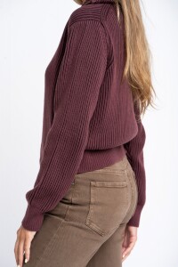 Campera Tejida Algodon Burdeos