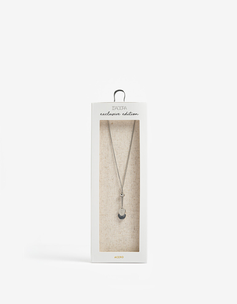 Collares Cortos Metal Collar De Acero Plateado Con Dije - Plateado