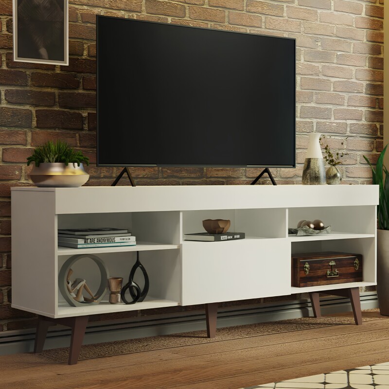 Rack para TV Lumax hasta 75" Lille 180 cm 1 Puerta Blanco 5 estantes Rack para TV Lumax hasta 75" Lille 180 cm 1 Puerta Blanco 5 estantes