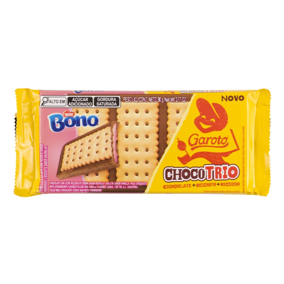 Tableta de Chocolate Garoto Choco Trio Frutilla 90 G 