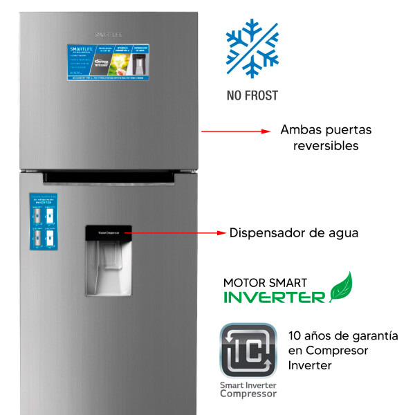 Heladera Con Freezer Smartlife Sl-rnf370sdinv HELADERA SMARTLIFE SL-RNF370SDINV INOX