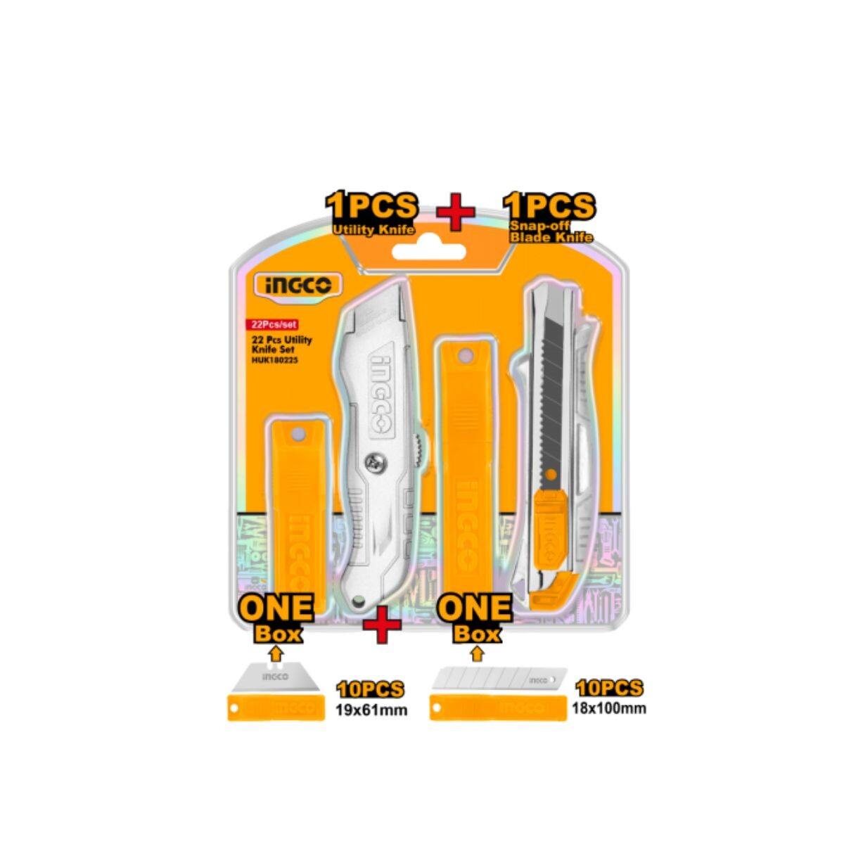 Set 22 Pcs 2 Trinchetas Aluminio Y Hojas Ingco 