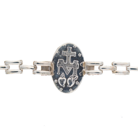 Pulsera religiosa de plata 925 y double en oro 18 ktes, VIRGEN MILAGROSA. Pulsera religiosa de plata 925 y double en oro 18 ktes, VIRGEN MILAGROSA.