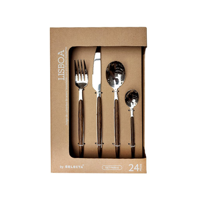 SET 24 PIEZAS CUBIERTOS MANGO MADERA "LISBOA" SET 24 PIEZAS CUBIERTOS MANGO MADERA "LISBOA"