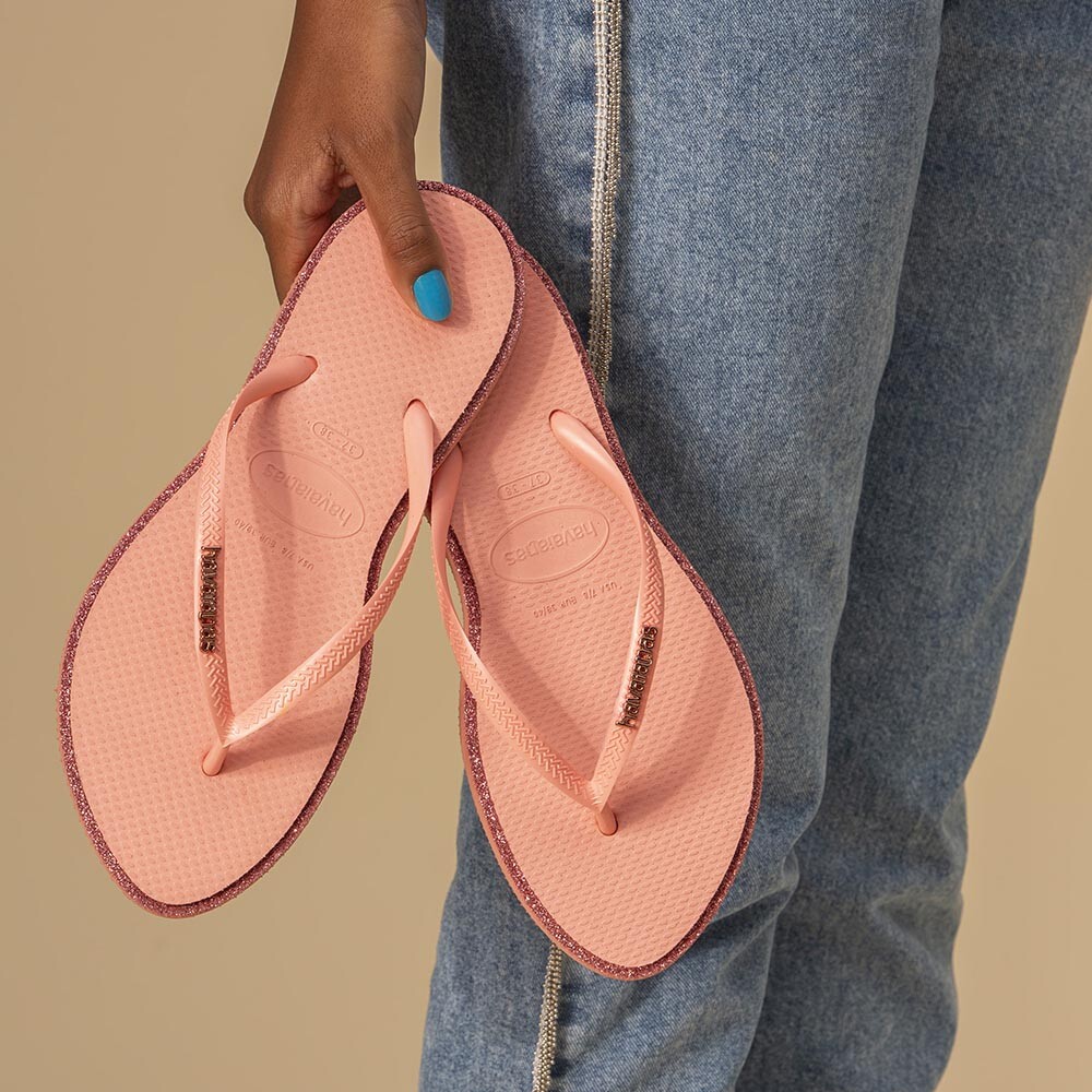 Sandalias Havaianas Slim Point Glitter Mujer Canyon Clay/Blossom