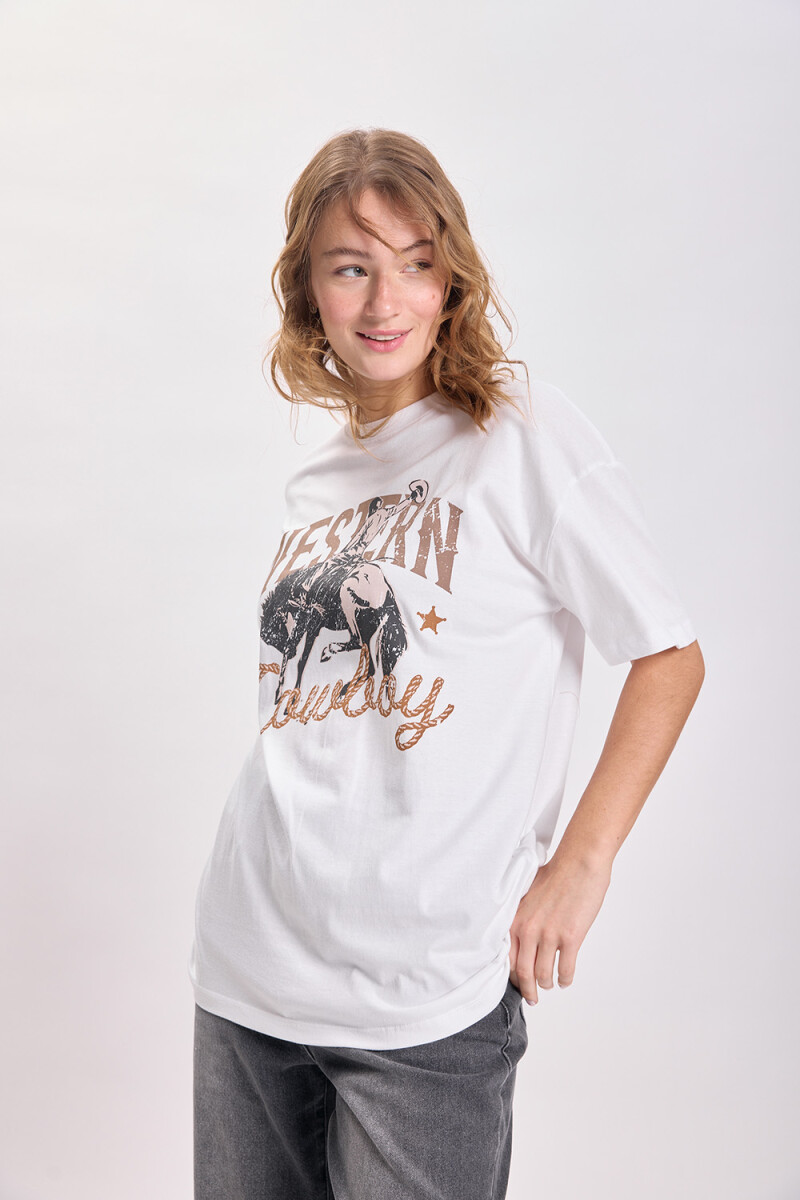 Remera oversize estampa Blanco
