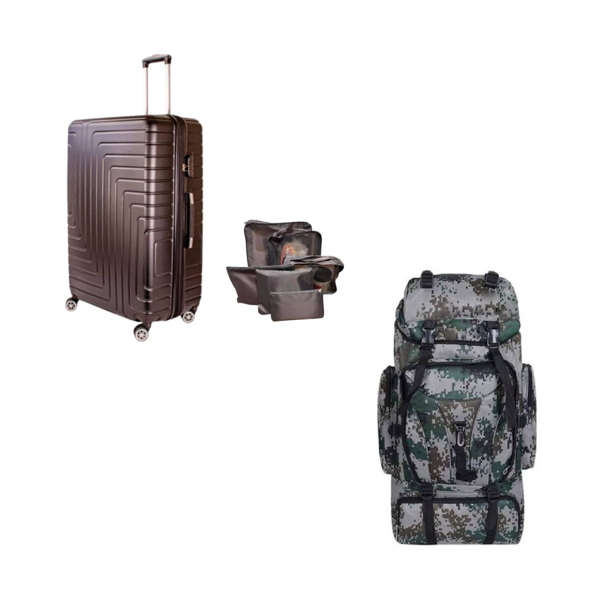Valija Carry-on de mano + Mochila Para Mochilero 60L - Negro 