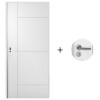 Puerta Desarmada Interior en MDF con Marco y Cerradura Lumax Blanca Lisa Diseño Ankara Herraje Plateado