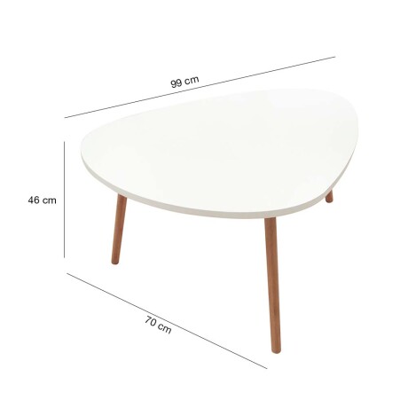 Mesa Ratona Céntrica Triangular Nórdica Living Sala de Estar Blanco