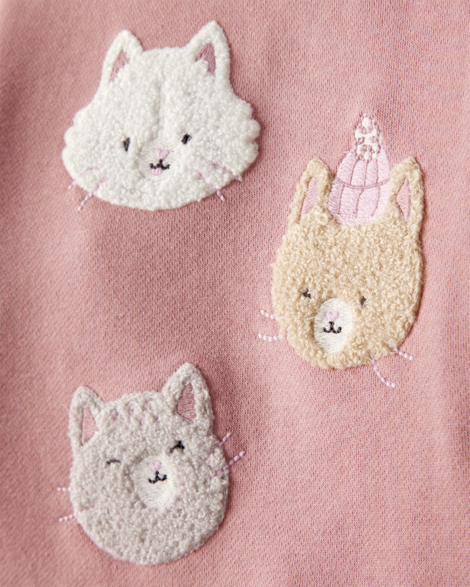 Set dos piezas de algodón, pantalón y buzo, rosados, estampa gatitos Sin color