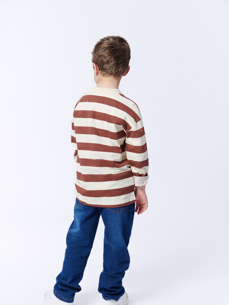 Remera Manga larga Rayado Marron Y Crudo
