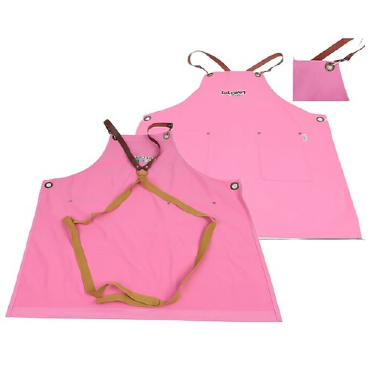 Delantal ibi craft gabardina rosa con tiradores en cuero. - Delantal Ibi Craft Gabardina Rosa Con Tiradores En Cuero. 