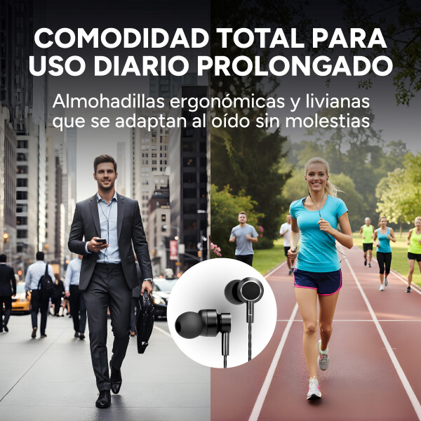 Auriculares Cableado Micrófono Manos Libres HP Tipo C Bass Color Negro